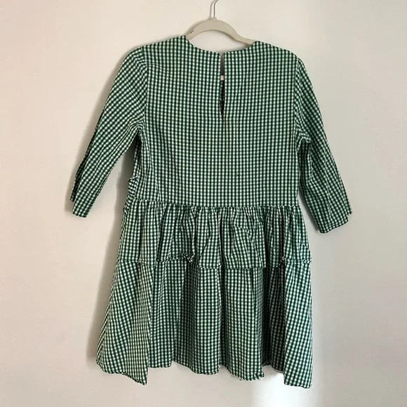 ENGLISH FACTORY Ruffled Mini Dress — Size S, Gingham Green - Picture 3 of 4
